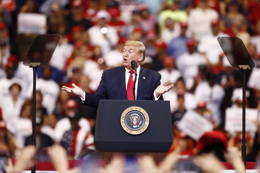 President Donald Trump speaks during a rally on Tuesday, Nov. 26, 2019, in Sunrise, Fla. (AP Photo/Brynn Anderson)
