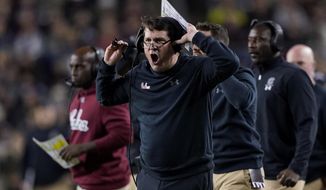 South Carolina coach Will Muschamp yells to the officials during the first quarter of an NCAA college football game against Texas A&amp;amp;M Saturday, Nov. 16, 2019, in College Station, Texas. (AP Photo/David J. Phillip)