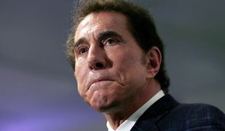 FILE - This March 15, 2016, file photo, shows casino mogul Steve Wynn at a news conference in Medford, Mass. Wynn Resorts has agreed to accept $41 million from former CEO and chairman Wynn and insurance carriers as part of a settlement stemming from shareholder lawsuits accusing company directors of failing to disclose the casino mogul’s alleged pattern of sexual misconduct. The company said in a statement late Wednesday, Nov. 27, 2019, neither the company nor its current or former directors or officers were found to have committed any wrongdoing in connection with the pending settlement. (AP Photo/Charles Krupa, File)