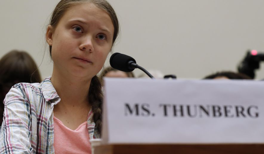 FILE - In this Wednesday, Sept. 18, 2019 file photo, youth climate change activist Greta Thunberg speaks at a House Foreign Affairs Committee subcommittee hearing on climate change on Capitol Hill in Washington. &#39;Generation Greta&#39; has become a vocal force in the debate over global warming. (AP Photo/Jacquelyn Martin, file)