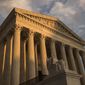 In this Oct. 10, 2017, file photo, the Supreme Court in Washington, at sunset.  (AP Photo/J. Scott Applewhite, File) **FILE**
