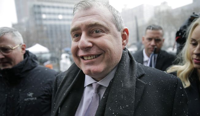 Lev Parnas arrives to court in New York, Monday, Dec. 2, 2019. Parnas and Igor Fruman, close associates to U.S. President Donald Trump&#x27;s lawyer Rudy Giuliani, were arrested last month at an airport outside Washington while trying to board a flight to Europe with one-way tickets. They were later indicted by federal prosecutors on charges of conspiracy, making false statements to the Federal Election Commission and falsification of records. (AP Photo/Seth Wenig) ** FILE **