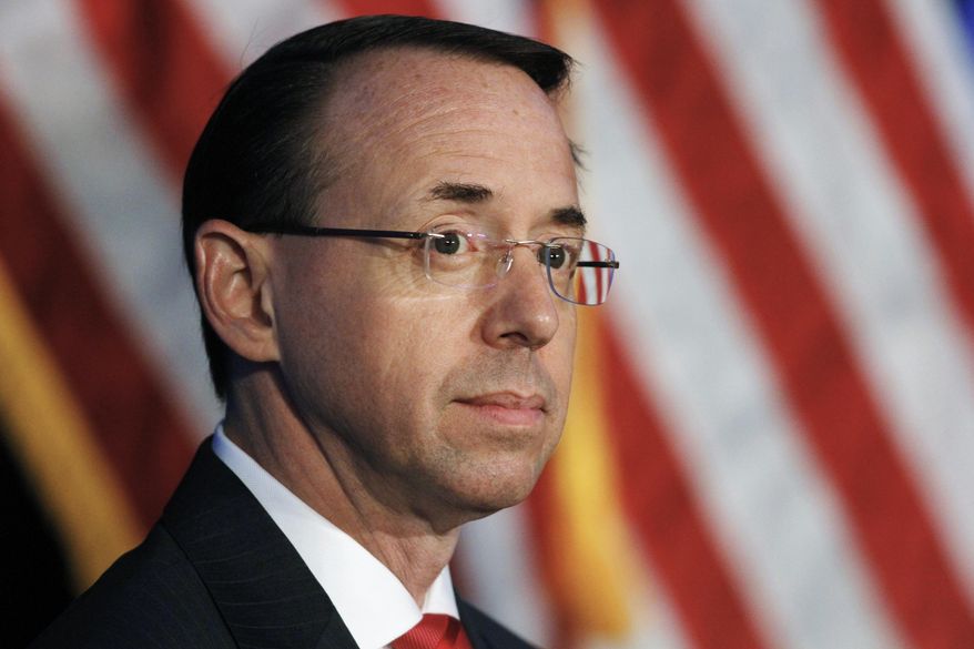 FILE - In this June 20, 2017, file photo, Deputy Attorney General Rod Rosenstein listens during the Justice Department&#x27;s National Summit on Crime Reduction and Public Safety in Bethesda, Md. Former Deputy Attorney General Rosenstein told the FBI he was &amp;quot;angry, ashamed, horrified and embarrassed&amp;quot; at the way James Comey was fired as FBI director. An FBI summary of that interview was among hundreds of pages of documents released Monday, Dec. 2, 2019, as part of a public records lawsuit brought by BuzzFeed News and CNN. (AP Photo/Jacquelyn Martin, File)