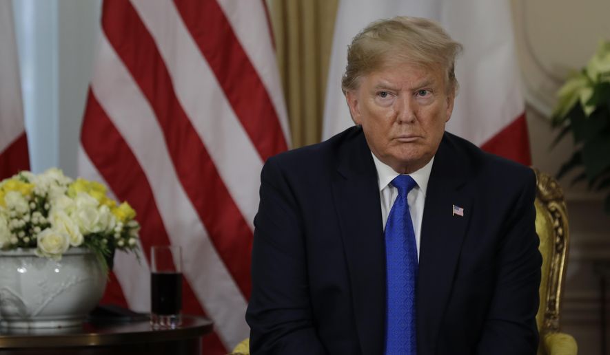 President Donald meets French President Emmanuel Macron at Winfield House, Tuesday, Dec. 3, 2019, in London. (AP Photo/ Evan Vucci)