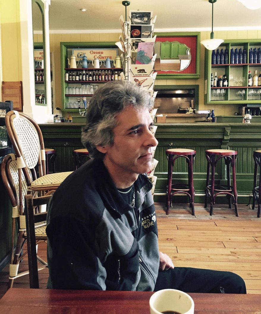 This Sept. 28, 2015, photo provided by Catherine Aguilera shows David Glen Ward at the Willow Wood Cafe in Graton, Calif. Authorities in Northern California say Ward, who died last week after being restrained by Sonoma County sheriff's deputies who suspected him of carjacking, was the rightful owner of the vehicle which he had reported stolen days earlier. Officials Monday, Dec. 2, 2019, described the chain of events that ended when one deputy tased Ward and another placed him in a carotid restraint during a pre-dawn confrontation. (Catherine Aguilera via AP)