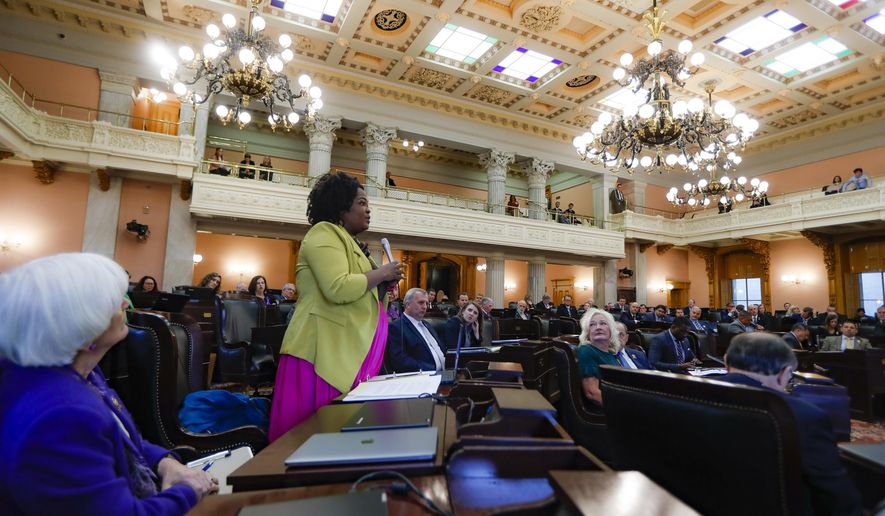 In this Oct. 30, 2019, photo, Ohio State Representative Stephanie Howse (D), of District 11, speaks during a legislative session at the Ohio Statehouse, in Columbus. “All of our babies, all of our women, all of our men, people who lose their lives, everybody is worthy of being acknowledged,” said Howse, who publicly objected to the Legislature’s differing treatment of Reagan Tokes and Alianna DeFreeze last year. (AP Photo/John Minchillo)