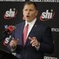 New Rutgers NCAA college football head coach Greg Schiano speaks at an introductory news conference in Piscataway, N.J., Wednesday, Dec. 4, 2019. After an on-again, off-again courtship, Schiano is back as Rutgers football coach. (AP Photo/Seth Wenig)