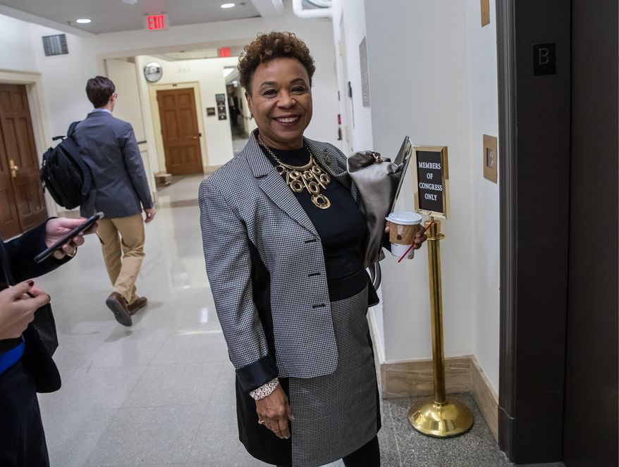 Rep. Barbara Lee, California Democrat, is shown in this file photo from Nov. 27, 2018. Ms. Lee is among 29 progressive House Democrats who are calling for cutbacks in defense spending to free up more money for the fight against the coronavirus. (Associated Press) **FILE**