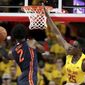 Illinois forward Kipper Nichols (2) goes up for a shot against Maryland forward Jalen Smith (25) during the second half of an NCAA college basketball game, Saturday, Dec. 7, 2019, in College Park, Md. Maryland won 59-58. (AP Photo/Julio Cortez) ** FILE **