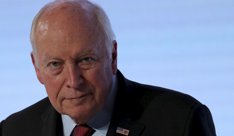 In this file photo, former U.S. Vice President Dick Cheney reacts after his speech at the Arab Strategy Forum in Dubai, United Arab Emirates, Monday, Dec. 9, 2019. Mr. Cheney joined his daught, Rep. Liz Cheney, Wyoming Republican, on Jan. 6, 2022, at the U.S. Capitol for an event commemorating the one-year anniversary of the Capitol riot. (AP Photo/Kamran Jebreili)  **FILE**