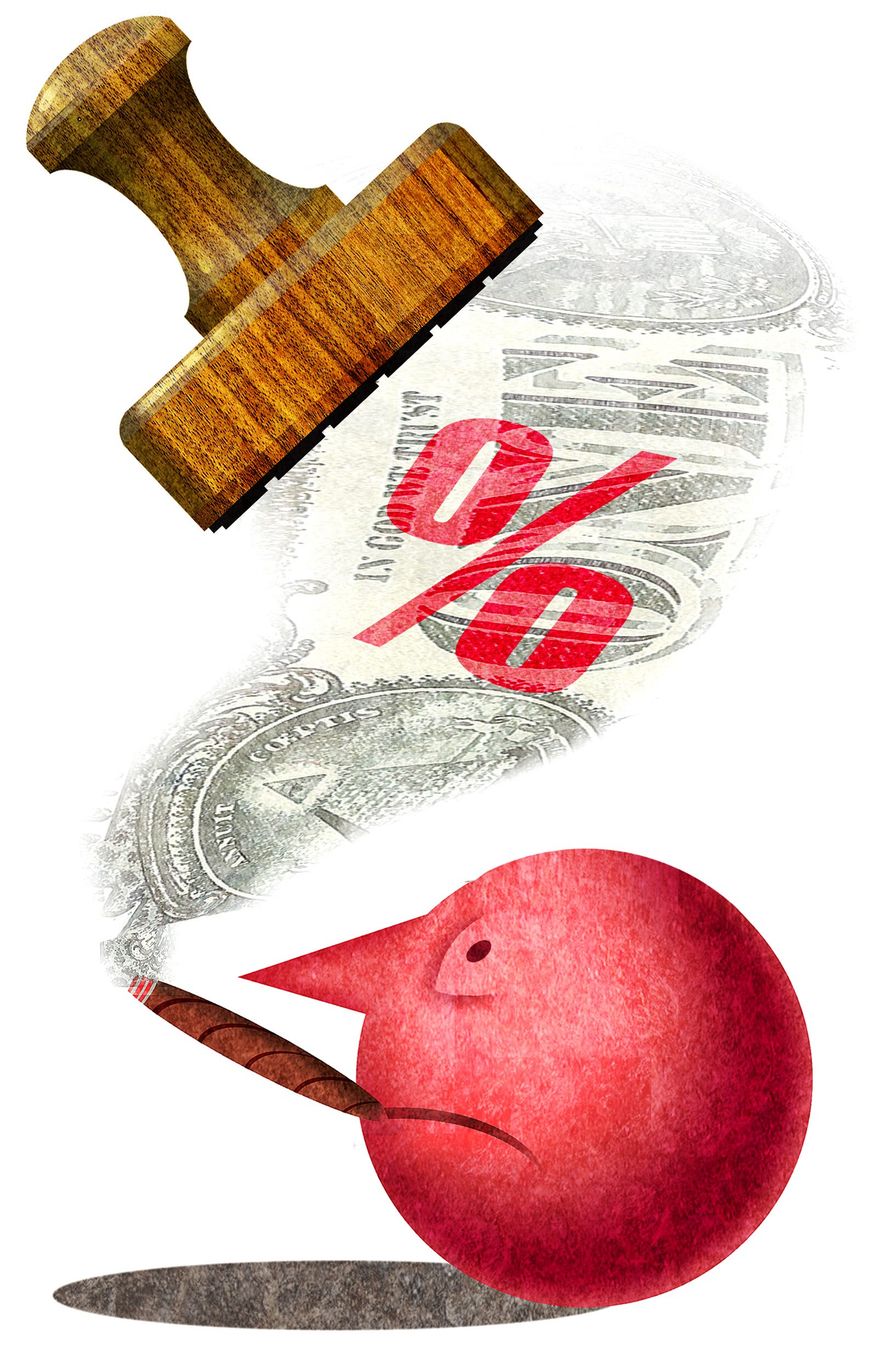 Illustration on the weatlth tax by Alexander Hunter/The Washington Times