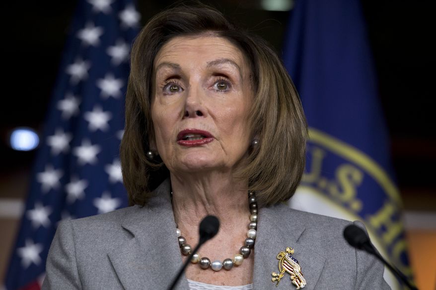 Speaker of the House Nancy Pelosi, D-Calif., speaks during her weekly news conference on Capitol Hill, Thursday, Dec. 12, 2019, in Washington. (AP Photo/Jose Luis Magana)