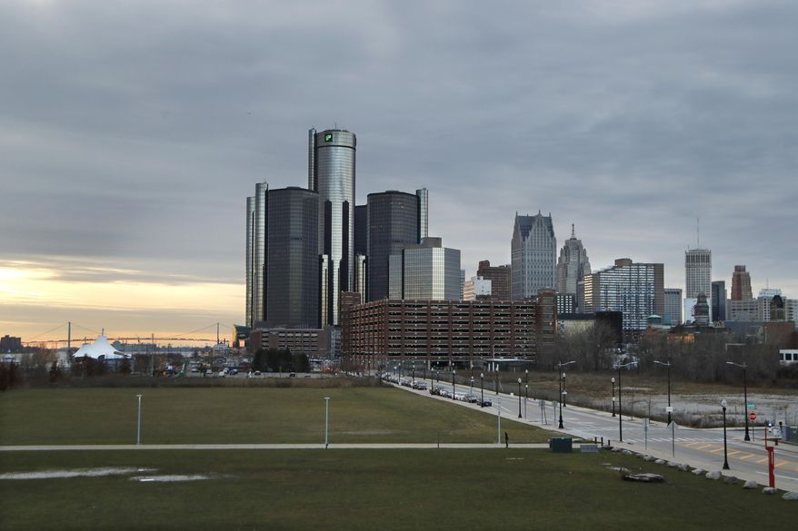 This Dec. 5, 2019, photo shows the Detroit skyline. An Associated Press analysis finds that Detroit tops the list of cities that will be hardest to count in the 2020 census. (AP Photo/Carlos Osorio)