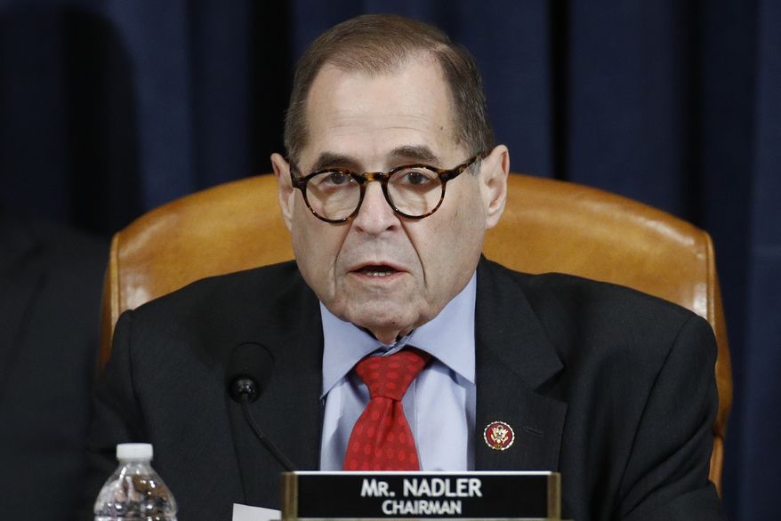 House Judiciary Committee Chairman Rep. Jerrold Nadler, D-N.Y., speaks during a House Judiciary Committee markup of the articles of impeachment against President Donald Trump, Friday, Dec. 13, 2019, on Capitol Hill in Washington. (AP Photo/Patrick Semansky, Pool) ** FILE **