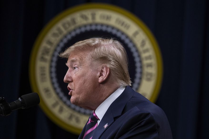 President Donald Trump speaks during the White House Summit on Child Care and Paid Leave in the South Court Auditorium on the White House complex, Thursday, Dec. 12, 2019, in Washington. (AP Photo/ Evan Vucci)