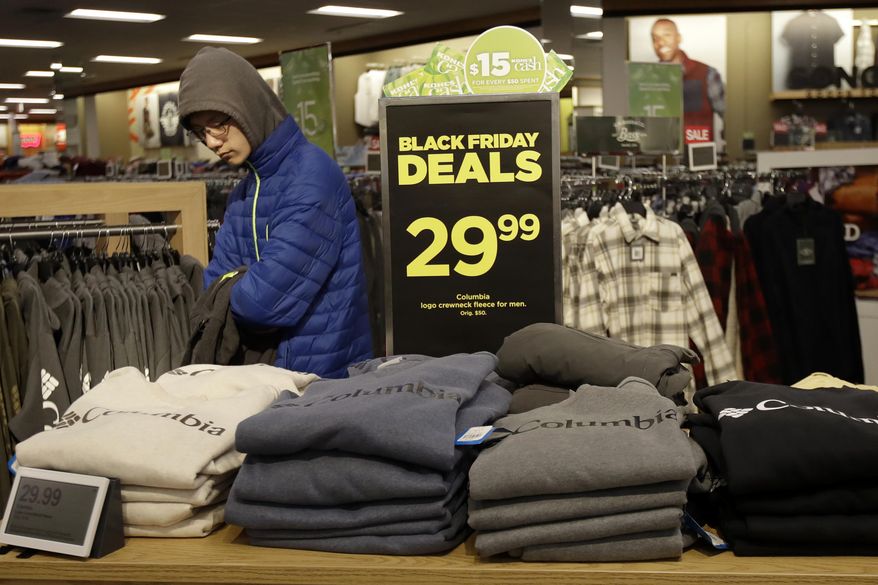 FILE- In this Nov. 29, 2019, file photo customers shop at a Kohl's store in Colma, Calif. On Friday, Dec. 13, the Commerce Department releases U.S. retail sales data for November. (AP Photo/Jeff Chiu, File)