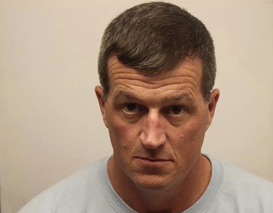 In this undated photo provided by Chatham County Sheriff's Department is Thomas Callaway, 43, of Statesboro, Ga., who was videotaped slapping a female reporter's rear on live TV and was arrested Friday, Dec. 13, 2019, on a misdemeanor charge of sexual battery. He was charged in connection with the incident that occurred while WSAV-TV reporter Alex Bozarjian was broadcasting live Dec. 7, as runners streamed past her on a prominent bridge in Savannah. Callaway's attorney declined comment Friday. (Chatham County Sheriff's Dept. via AP)