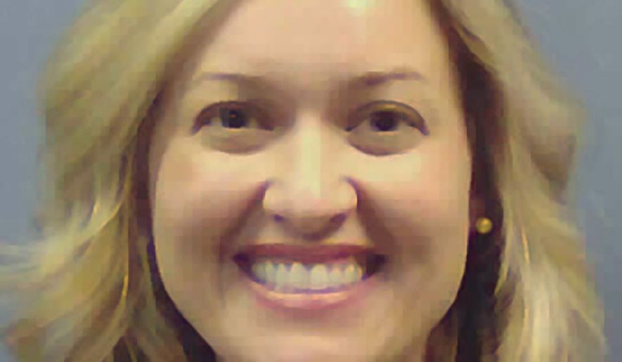 This undated booking photo released by the Chattooga County, (Ga.) Sheriff Department, shows Abbey Winters. Winters, 35, the wife of Chattooga County Commissioner Jason Winters, intentionally poured a drink over the head of AllOnGeorgia reporter Casie Bryant just before a county budget meeting was to start around 11 a.m. Friday, Dec. 13, 2019, witnesses told police.(Chattooga County, (Ga.) Sheriff Department via AP)