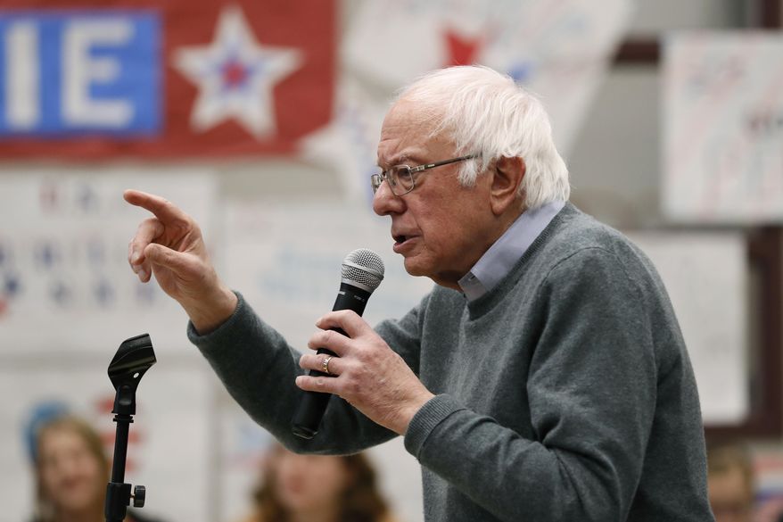 Democratic presidential candidate Sen. Bernie Sanders, I-Vt., speaks during a town hall meeting, Sunday, Dec. 15, 2019, in Keokuk, Iowa. (AP Photo/Charlie Neibergall) ** FILE **