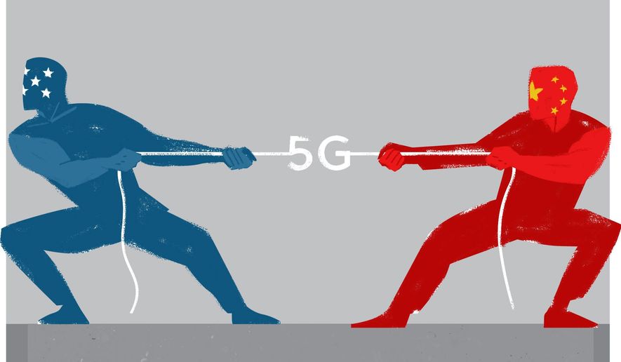 Illustration on 5G technology by Linas Garsys/The Washington Times