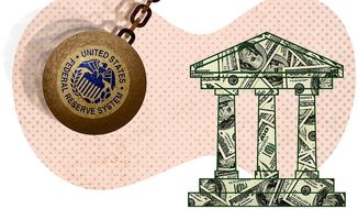 Federal Reserve Moving into the Banking Industry Illustration by Greg Groesch/The Washington Times