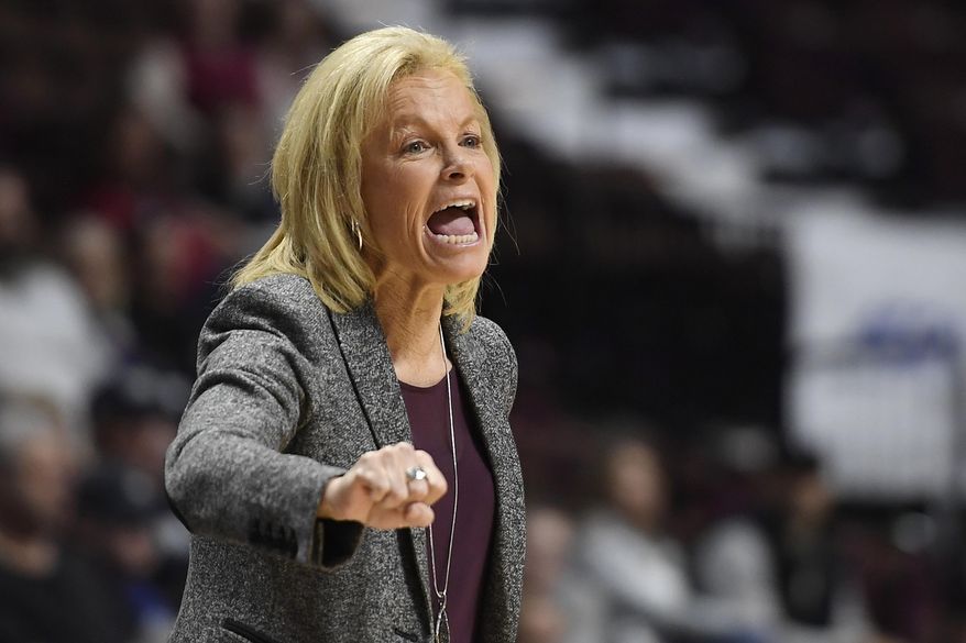 Florida State head coach Sue Semrau reacts in the first half of an NCAA college basketball game against Michigan, Sunday, Dec. 22, 2019, in Uncasville, Conn. (AP Photo/Jessica Hill)