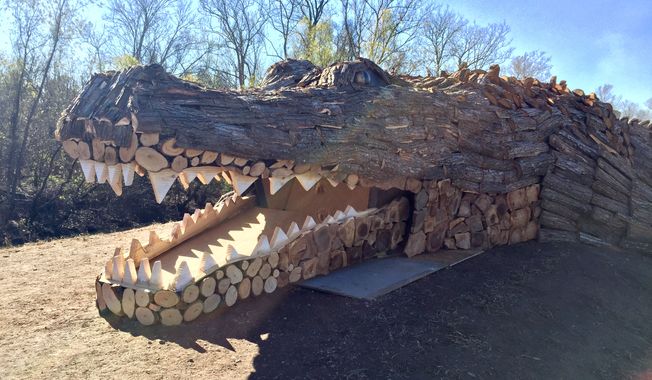 A Mississippi River bonfire in the shape of an alligator ready for lighting. (Special to The Washington Times/courtesy of Stephen Peytavin.)