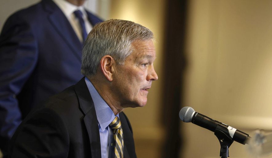 Iowa head football coach Kirk Ferentz speaks to members of the media about the 2019 Holiday Bowl during a press conference on Thursday, Dec. 26, 2019, in San Diego, Calif. (Bryon Houlgrave/The Des Moines Register via AP)