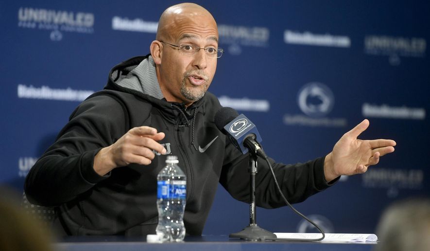 Penn State football coach James Franklin voices his frustration with critics during an NCAA college football press conference on Tuesday, Nov. 12, 2019, at Beaver Stadium in State College, Pa. The Nittany Lions lost to Minnesota 31-26 last Saturday. (Abby Drey/Centre Daily Times via AP)