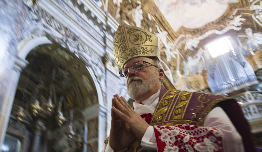 In this Sunday, March 10, 2013, file photo, U.S. Cardinal Sean Patrick O'Malley arrives to the Santa Maria alla Vittoria church in Rome to celebrate Mass. (AP Photo/Domenico Stinellis) ** FILE **