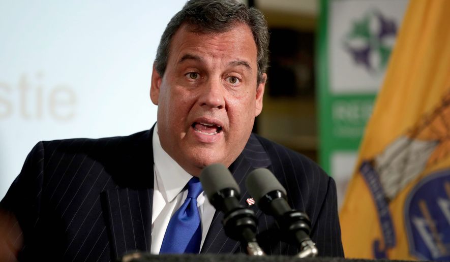 In this Nov. 29, 2017, file photo, then-New Jersey Gov. Chris Christie speaks during a news conference in Newark, N.J. (AP Photo/Julio Cortez, File)