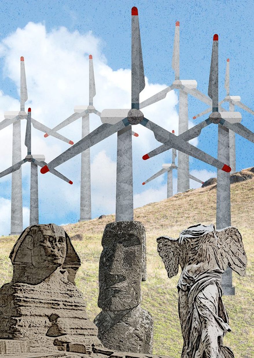 Additional Antiquities Wind farms Illustration by Greg Groesch/The Washington Times