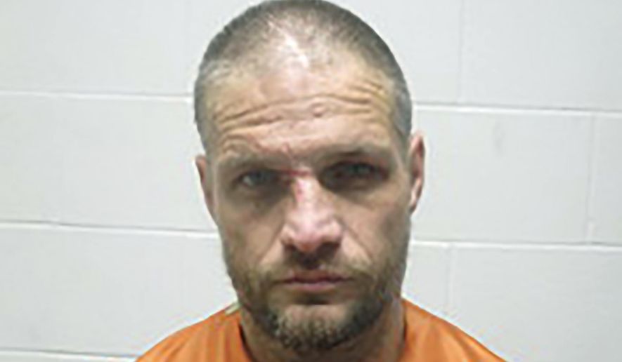 This Jan. 1, 2020, photo provided by the Creek County (Oklahoma) Sheriff's Department shows Brandon Wade Kirby. Police in Oklahoma say Kirby was arrested on New Year's Day after he allegedly took a truck and drove it more than 100 miles with a sleeping passenger and a goat inside. Authorities say he was eventually arrested near Tulsa, Oklahoma, after he let the passenger and goat go, and the victim called police. (Creek County Sheriff's Department via AP)