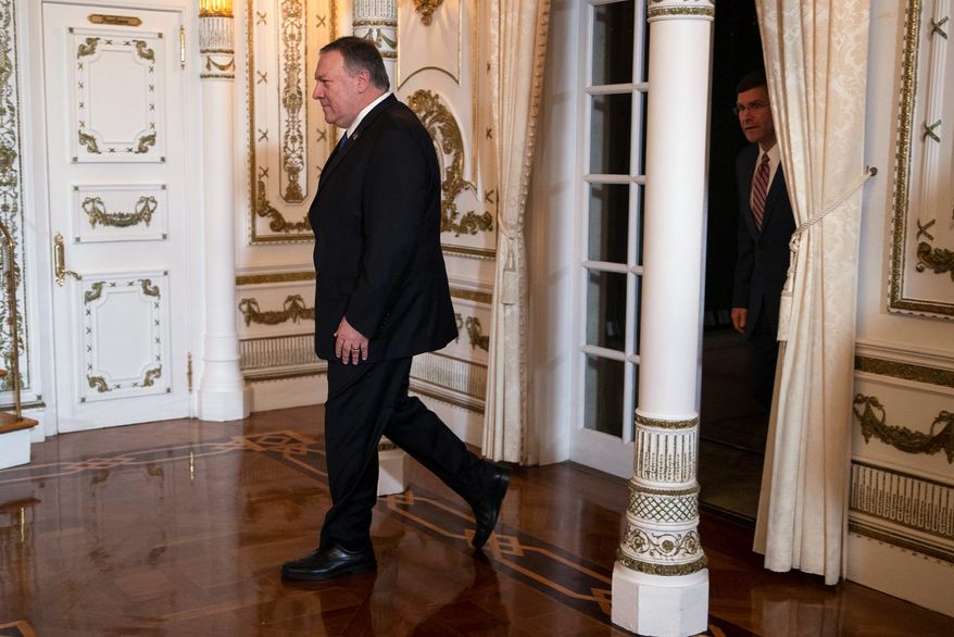 Secretary of State Mike Pompeo said the Trump administration has been convincing Iranian leaders "that it is unacceptable to proliferate nuclear weapon systems and to conduct terror campaigns around the world." (Associated Press)