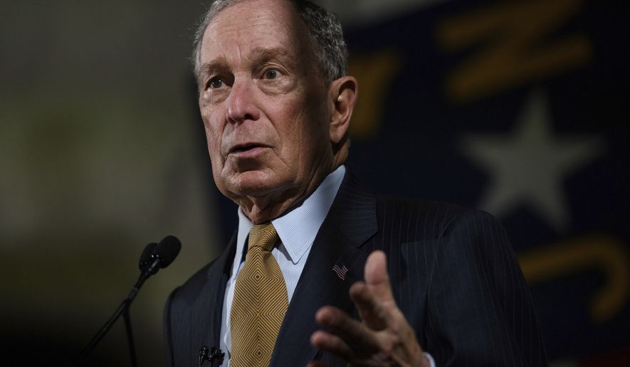 Democratic presidential candidate Michael Bloomberg talks to supporters during a campaign appearance, Friday, Jan. 3, 2020 in Fayetteville, N.C. (Andrew Craft/The Fayetteville Observer via AP)