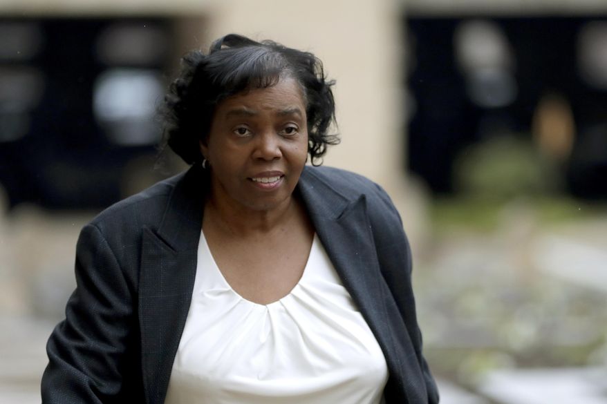 Tawanna Gaines, a former Maryland delegate, arrives at the U.S. District Court in Greenbelt, Md., for a hearing, Friday, Jan. 3, 2020. Gaines, a Democrat who served in the Maryland House of Delegates since 2001 before resigning in 2019, is scheduled to be sentenced after pleading guilty to a charge that she illegally used campaign funds for her personal benefit. (AP Photo/Julio Cortez)