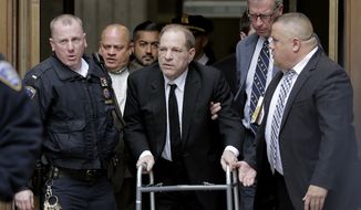 Harvey Weinstein leaves State Supreme Court in New York, Monday, Jan. 6, 2020. The disgraced movie mogul faces allegations of rape and sexual assault.  (AP Photo/Seth Wenig)