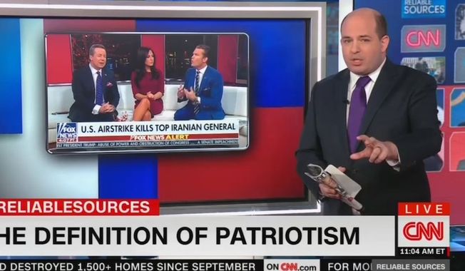 CNN&#x27;s Brian Stelter talks about the definition of patriotism, Jan. 5, 2020. (Image: CNN video screenshot) 