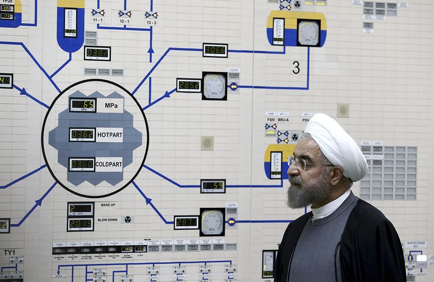In this Jan. 13, 2015, file photo, released by the Iranian President&#39;s Office, President Hassan Rouhani visits the Bushehr nuclear power plant just outside of Bushehr, Iran. (AP Photo/Iranian Presidency Office, Mohammad Berno, File)