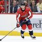 Washington Capitals right wing T.J. Oshie (77) skates with the puck during the second period of an NHL hockey game against the Ottawa Senators, Tuesday, Jan. 7, 2020, in Washington. (AP Photo/Nick Wass) ** FILE **