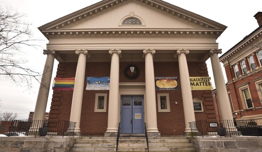 In this Dec. 27, 2019, photo, is the Unitarian Society of Northampton and Florence, in Northampton, Mass.At the Unitarian Society, children as young as kindergarteners will begin learning about the tenets of racial justice in an effort to promote these conversations. Beginning on Sunday, Jan. 12, 2020, the Unitarian Society will kick off its first set of racial justice classes, with different variations of the course catering to people of all ages. (Jerrey Roberts/The Daily Hampshire Gazette via AP)