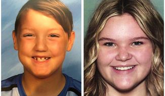 FILE - This combination photo of undated photos released by National Center for Missing &amp;amp; Exploited Children show missing children Joshua “JJ” Vallow, left, and Tylee Ryan. Their relatives are offering a $20,000 reward for information leading to their recovery. (National Center for Missing &amp;amp; Exploited Children via AP, File)
