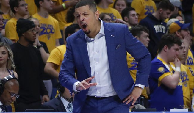 Pittsburgh head coach Jeff Capel yells to his team during the second half of an NCAA college basketball game against Wake Forest, Saturday, Jan. 4, 2020, in Pittsburgh. (AP Photo/Keith Srakocic)