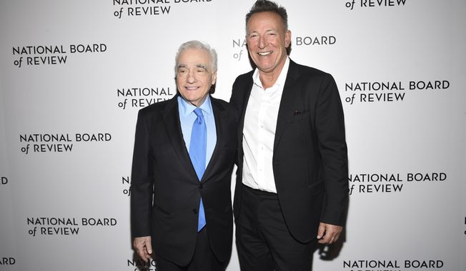Martin Scorsese, left, and Bruce Springsteen attend the National Board of Review Awards gala at Cipriani 42nd Street on Wednesday, Jan. 8, 2020, in New York. (Photo by Evan Agostini/Invision/AP)
