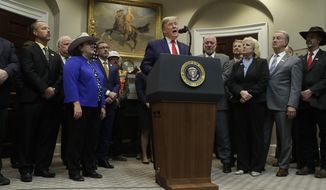 President Donald Trump delivers remarks on proposed changes to the National Environmental Policy Act, at the White House, Thursday, Jan. 9, 2020, in Washington. (AP Photo/ Evan Vucci)