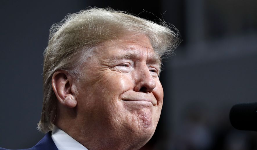 President Donald Trump smiles while speaking at a campaign rally, Thursday, Jan. 9, 2020, in Toledo, Ohio. (AP Photo/ Jacquelyn Martin)
