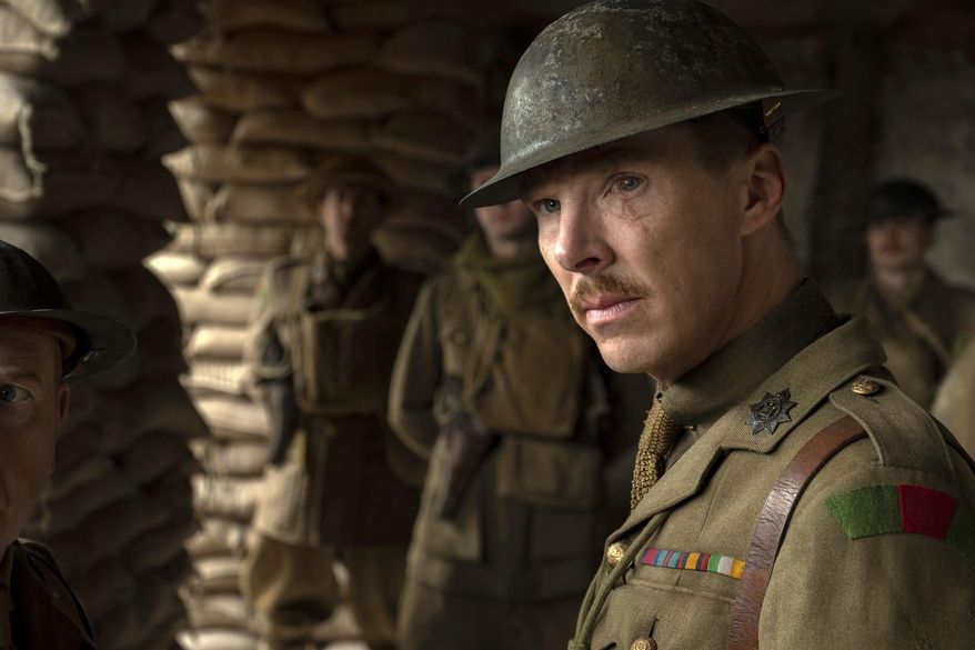 This image released by Universal Pictures shows Benedict Cumberbatch as Colonel Mackenzie in a scene from &amp;quot;1917,&amp;quot; directed by Sam Mendes. (François Duhamel/Universal Pictures via AP)