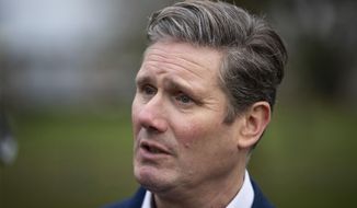 Labour Party lawmaker Keir Starmer speaks to the media following the launch of his campaign to succeed Jeremy Corbyn as party leader, in Stevenage, England, Sunday Jan. 5, 2020.  Starmer criticised the party&#39;s recent general election campaign.(Aaron Chown/PA via AP)
