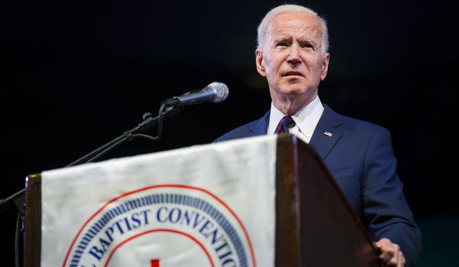 Former Vice President and presidential candidate Joe Biden speaks at the National Baptist Convention, USA, Inc. at the Arlington Convention Center in Arlington, Texas, Wednesday, Jan. 15, 2020. (Ashley Landis/The Dallas Morning News via AP)