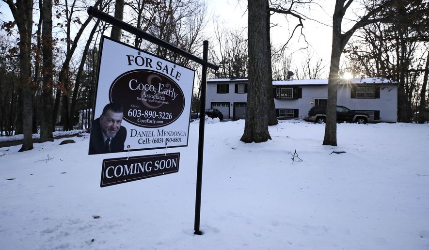 In this Jan. 9, 2020, photo a &amp;quot;Coming Soon&amp;quot; sign hangs from a real estate sign outside a home in Derry, N.H. On Thursday, Jan. 16, Freddie Mac reports on this week’s average U.S. mortgage rates. (AP Photo/Charles Krupa)